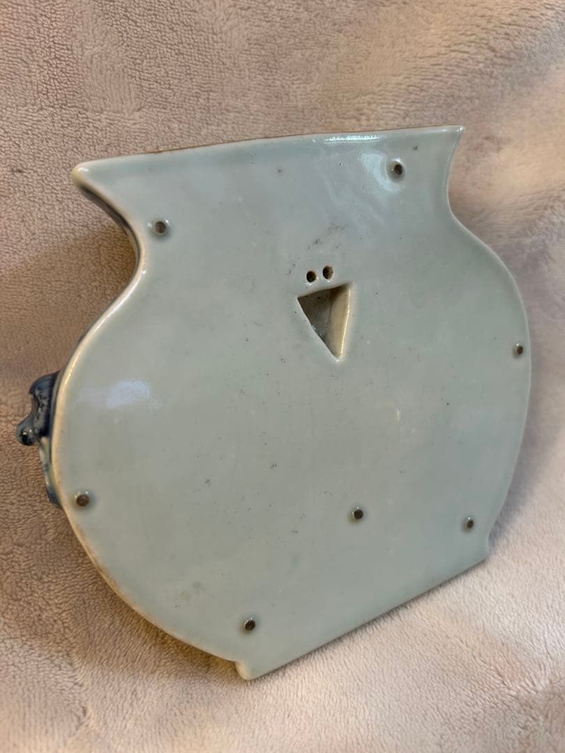 大清道光年製 手描 粉彩 牡丹双鳥図 壁瓶（壁掛け花瓶）中国古美術 希少 古玩