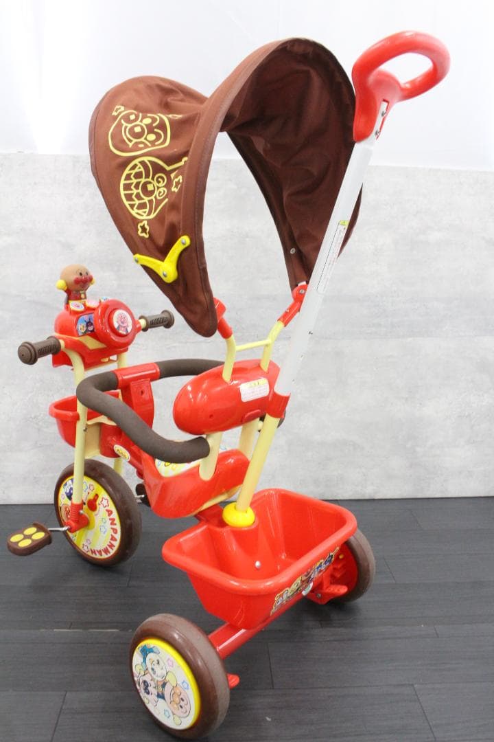 ▲ジョイパレット おでかけ三輪車 おしゃべりアンパンマン SP 押し棒付き