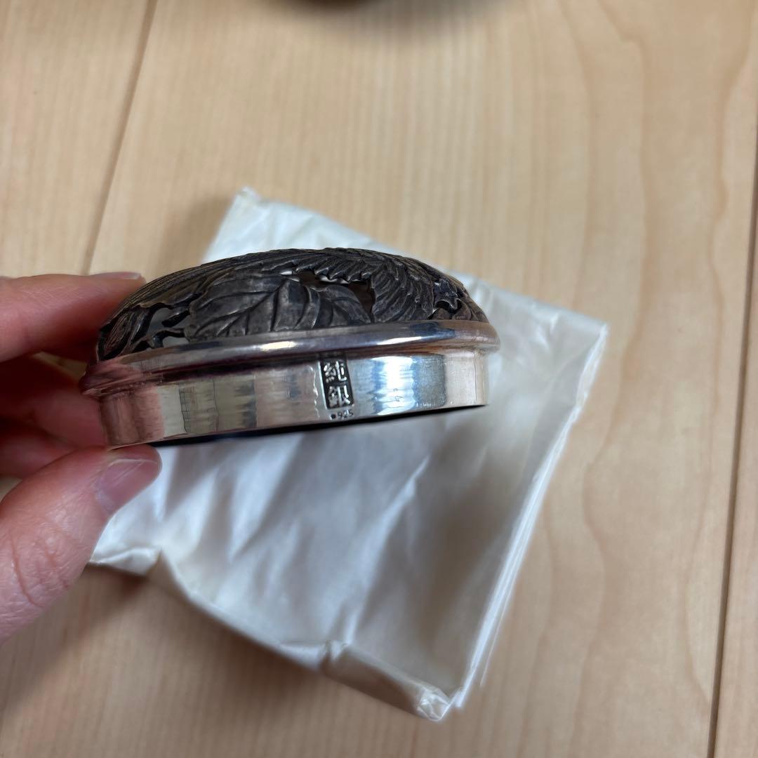 新品　未使用　香炉　925銀製　透かし　鳳凰蓋