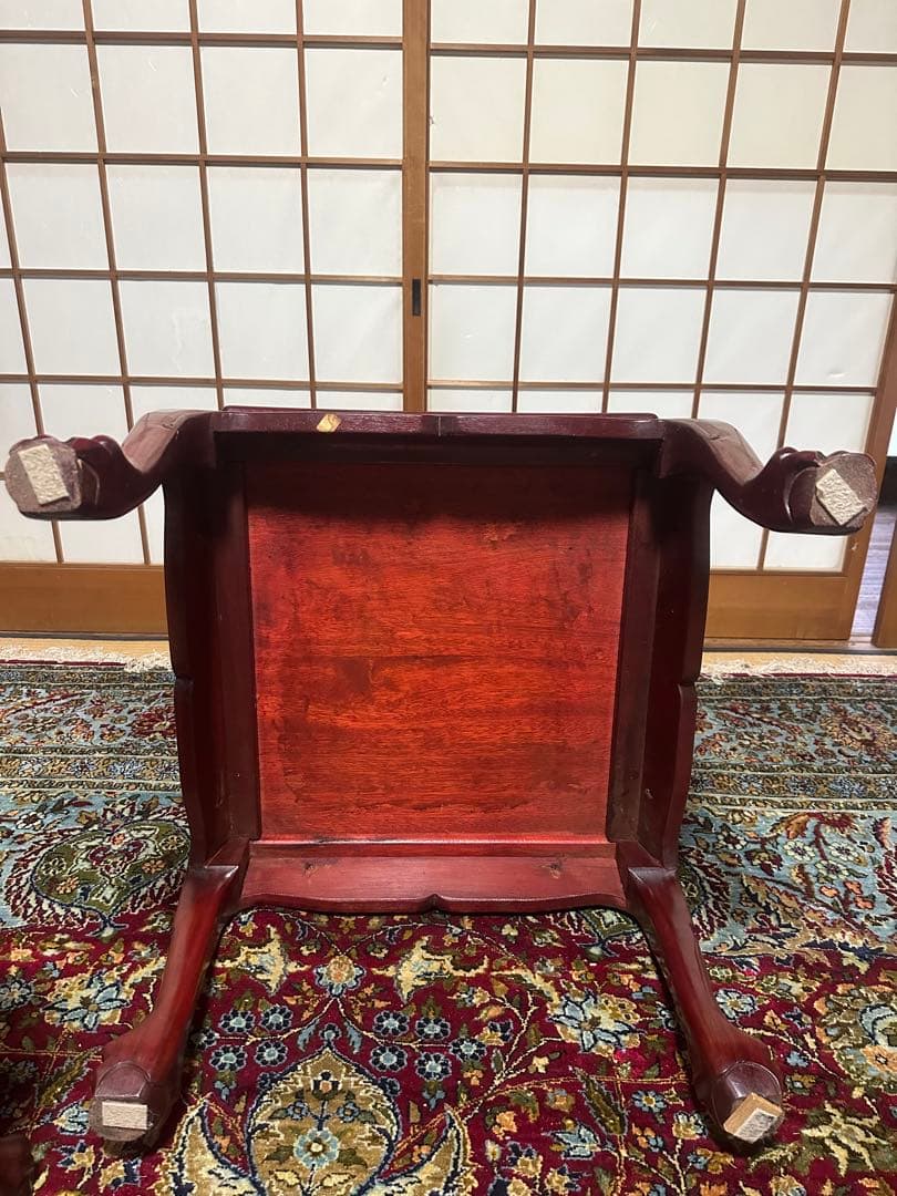 螺鈿細工 引き出し收納　木彫 花台 電話台 置物台 サイドテーブル2点セット