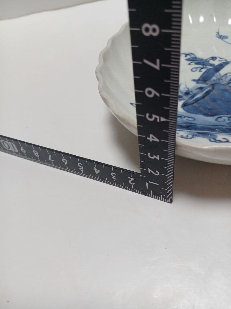 骨董　貝形皿　染付　正化年製　貫入