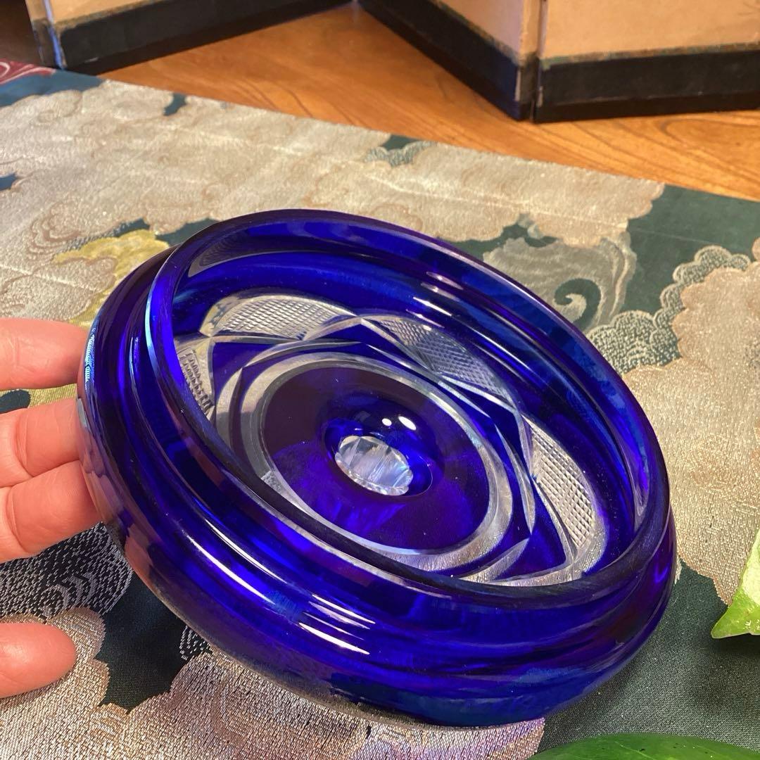 A901 茶道具　色被ガラス　義山　切子　水指