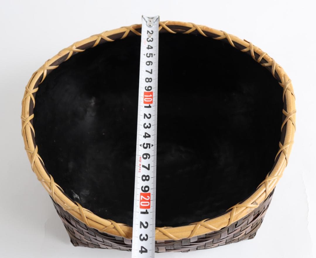 茶道具 水谷六々斎 利休好 竹編 油竹 炭斗 竹籠 共箱