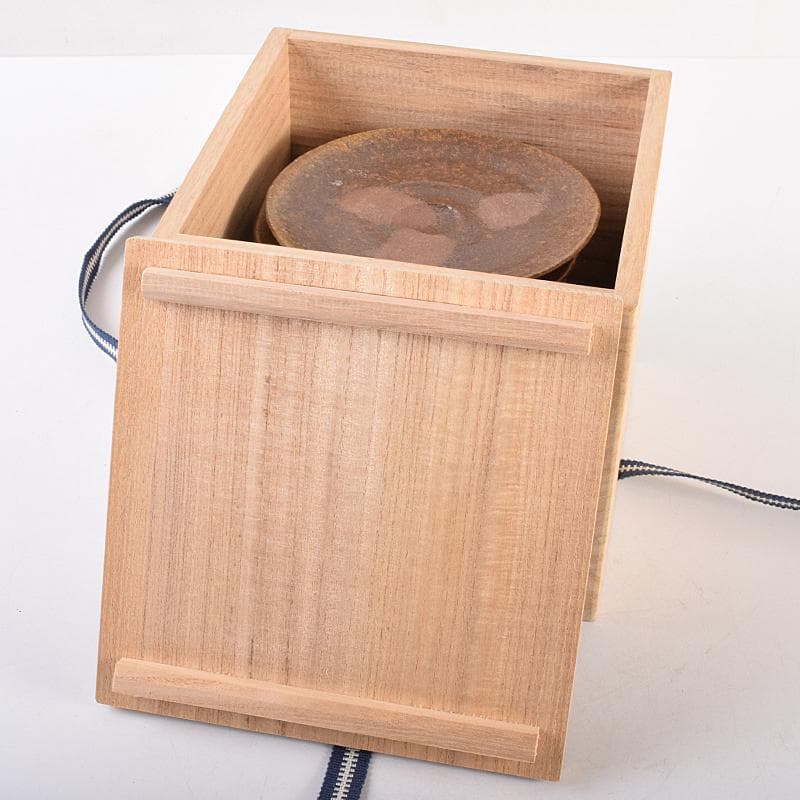 和食器　備前焼　五子窯　前嶋五一郎作　小皿　六客　共布共箱　V　R7665