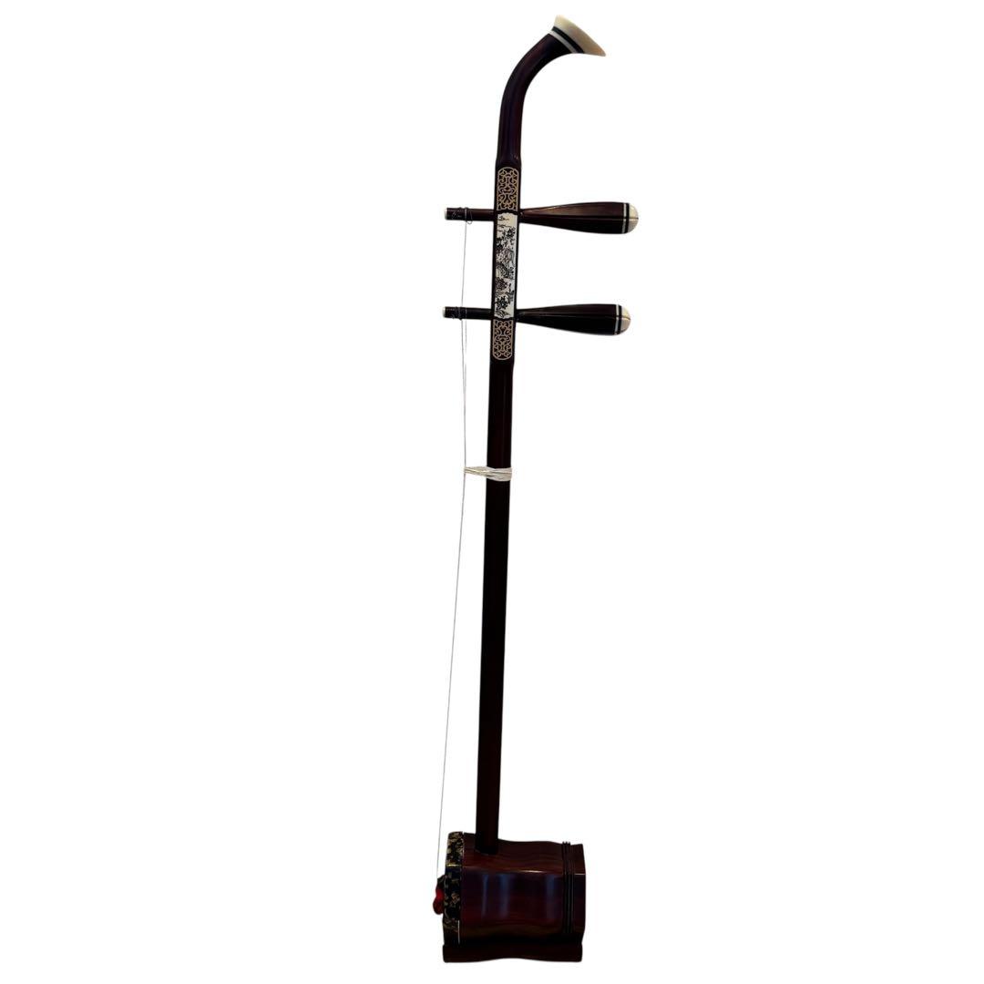 二胡　紫檀精品　錦蛇皮　古月琴坊　専用ケース　交換弦付き