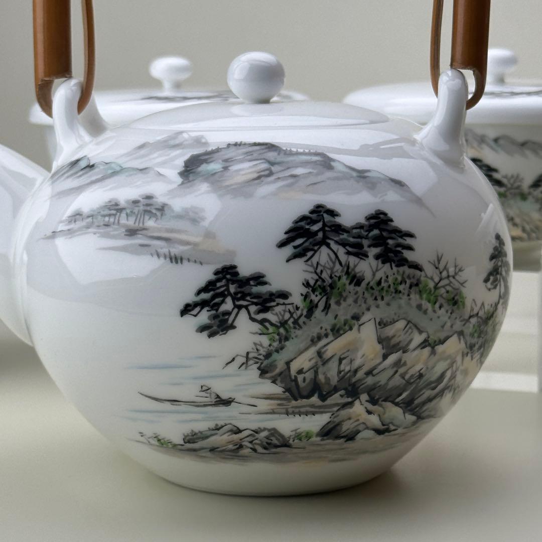 深川製磁 Imperial ボーンチャイナ 山水 茶器揃 皇室御用達表記