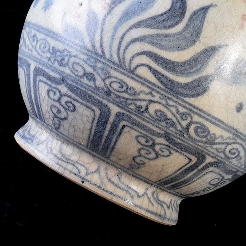 中国　青花釉裏紅　魚藻文　玉壺春瓶　C　7043