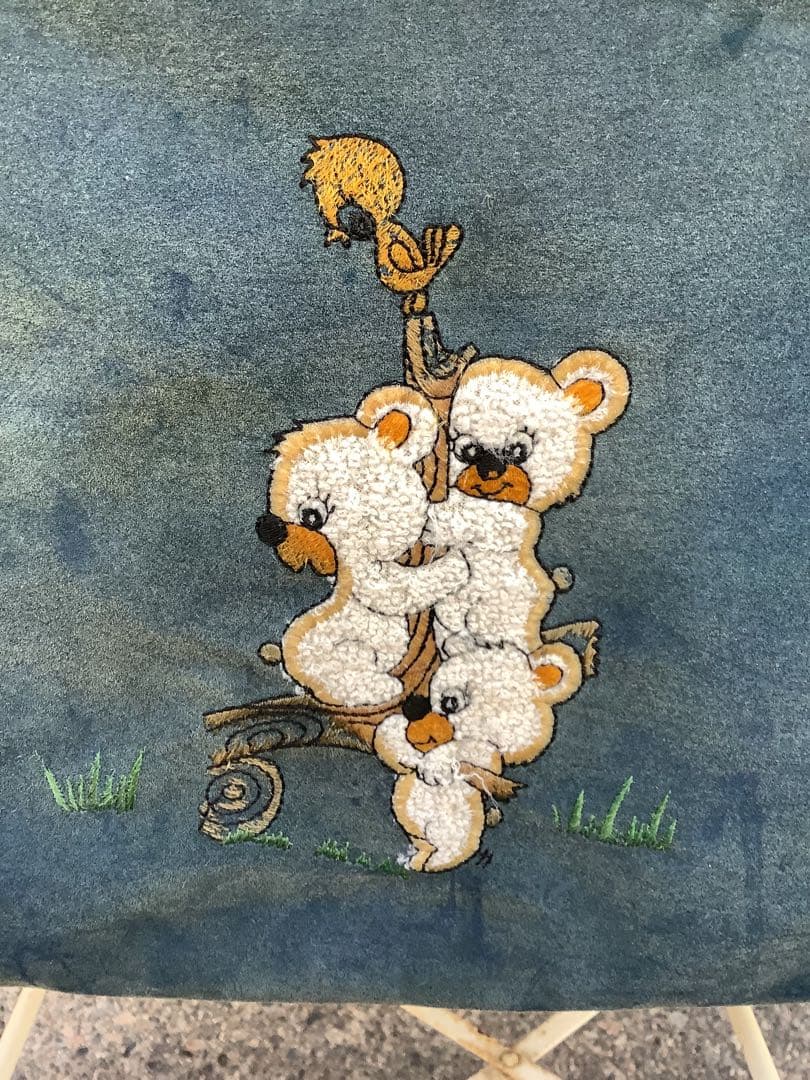 アンティーク 昭和レトロベビーカー ペットカー青とクリーム色