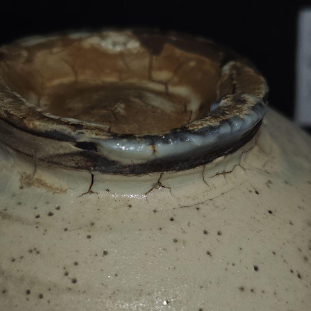 李朝、粉引茶碗(合せ箱、藍染包み古布付)