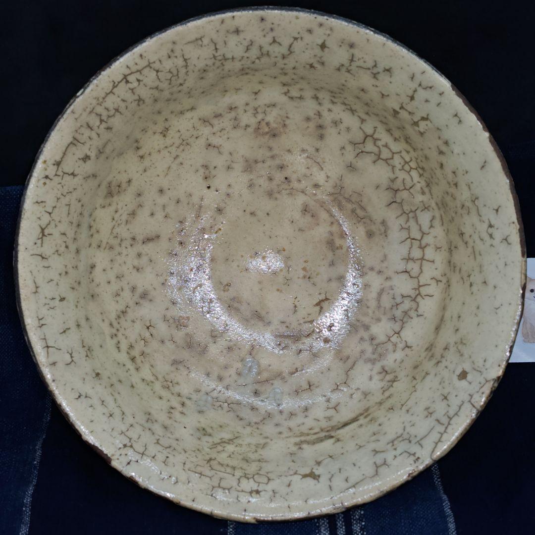 李朝、粉引茶碗(合せ箱、藍染包み古布付)