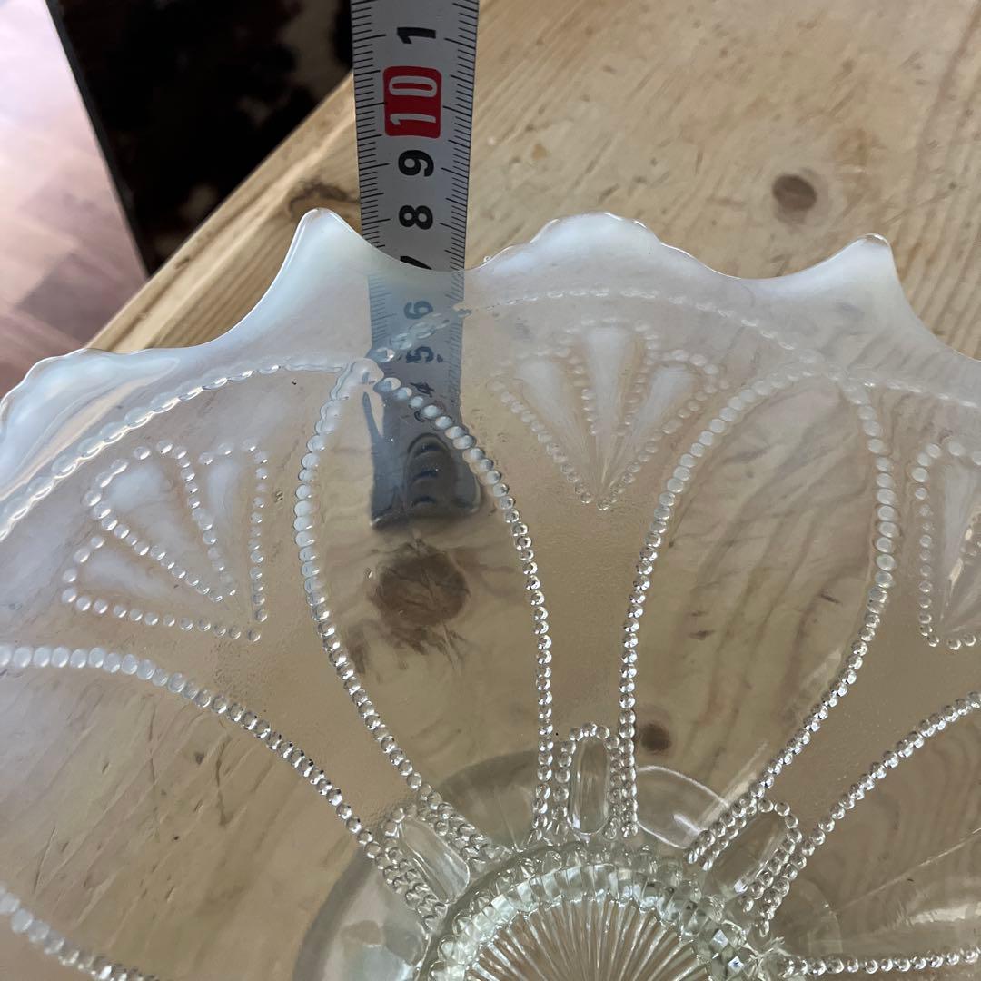 イギリスアンティーク　ノースウッド　オパールセントガラス大型コンポート