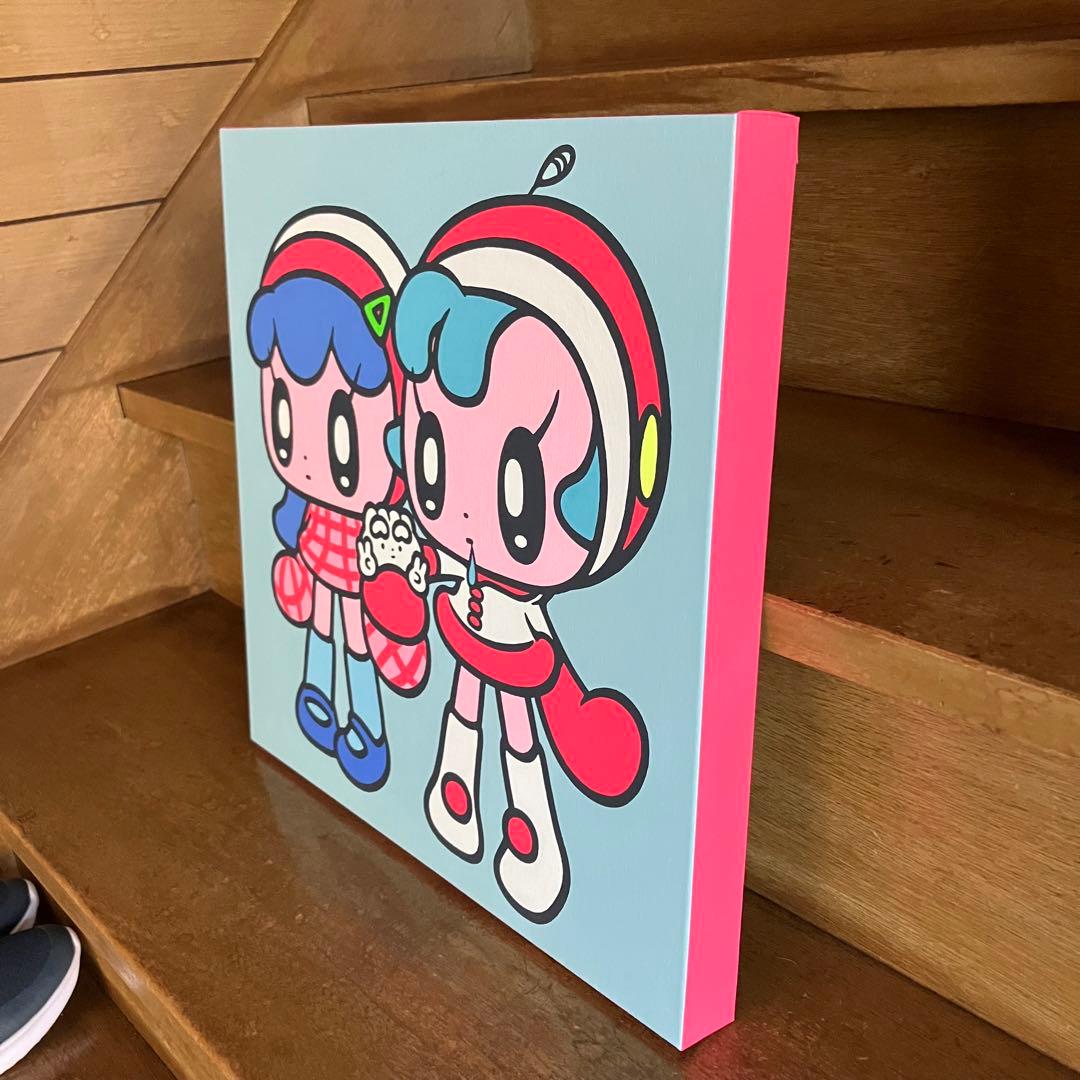 美品　モニョチタポミチ　ぎょうざちゃん食わせろ〜　原画　アクリル　キャンバス