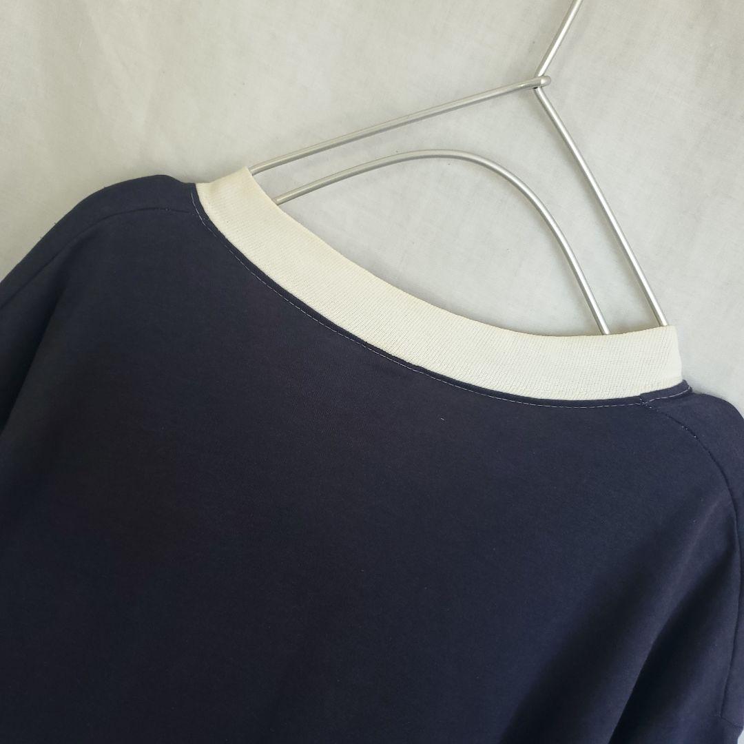 70's~80's sportswear フットボールTシャツ ネイビー キャラ