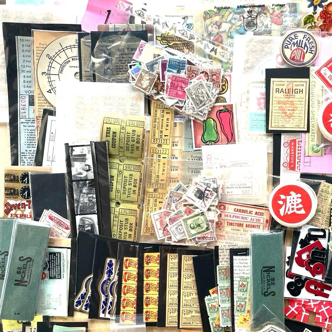 ヴィンテージ 紙モノ 新品大量まとめ売り 蚤の市ジャンクジャーナルコラージュ素材