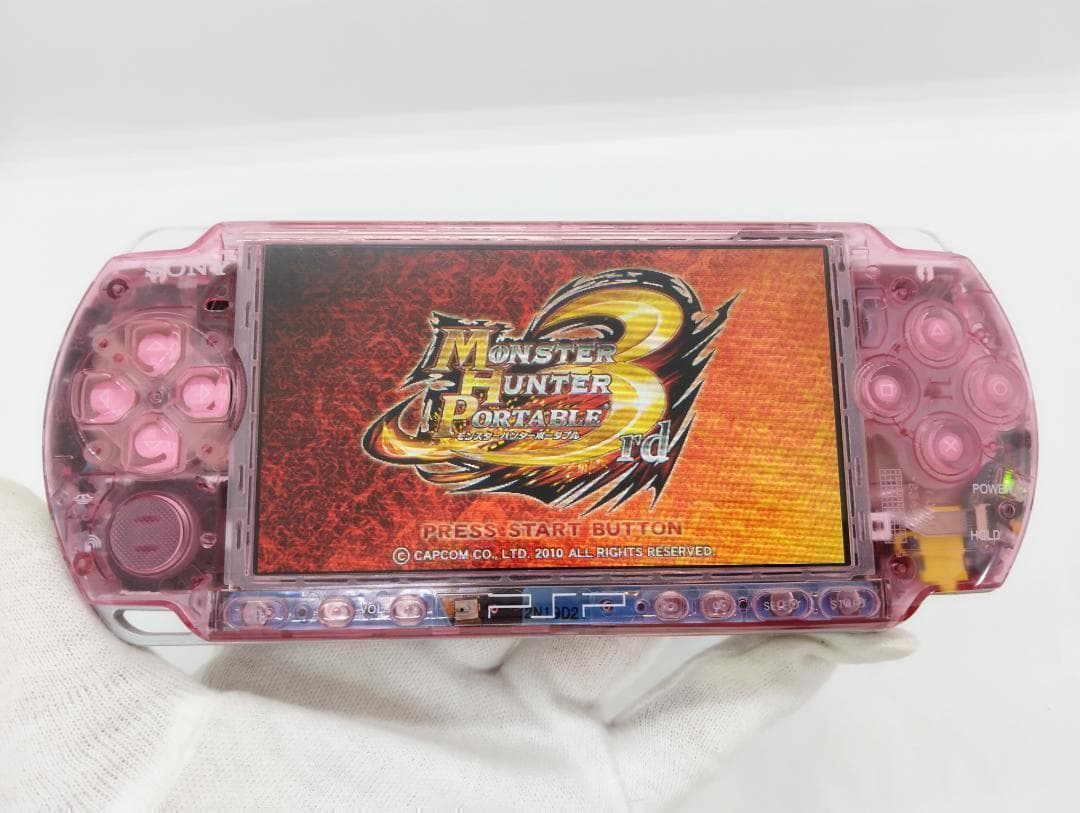 PSP 3000 すぐ遊べるセット【美品・カスタム】スケルトン　ピンク