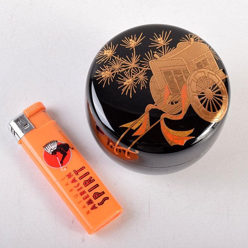 茶道具　横山一榮作　御所車蒔絵　平棗　内金梨子地　鵬雲斎極め箱　V　8336