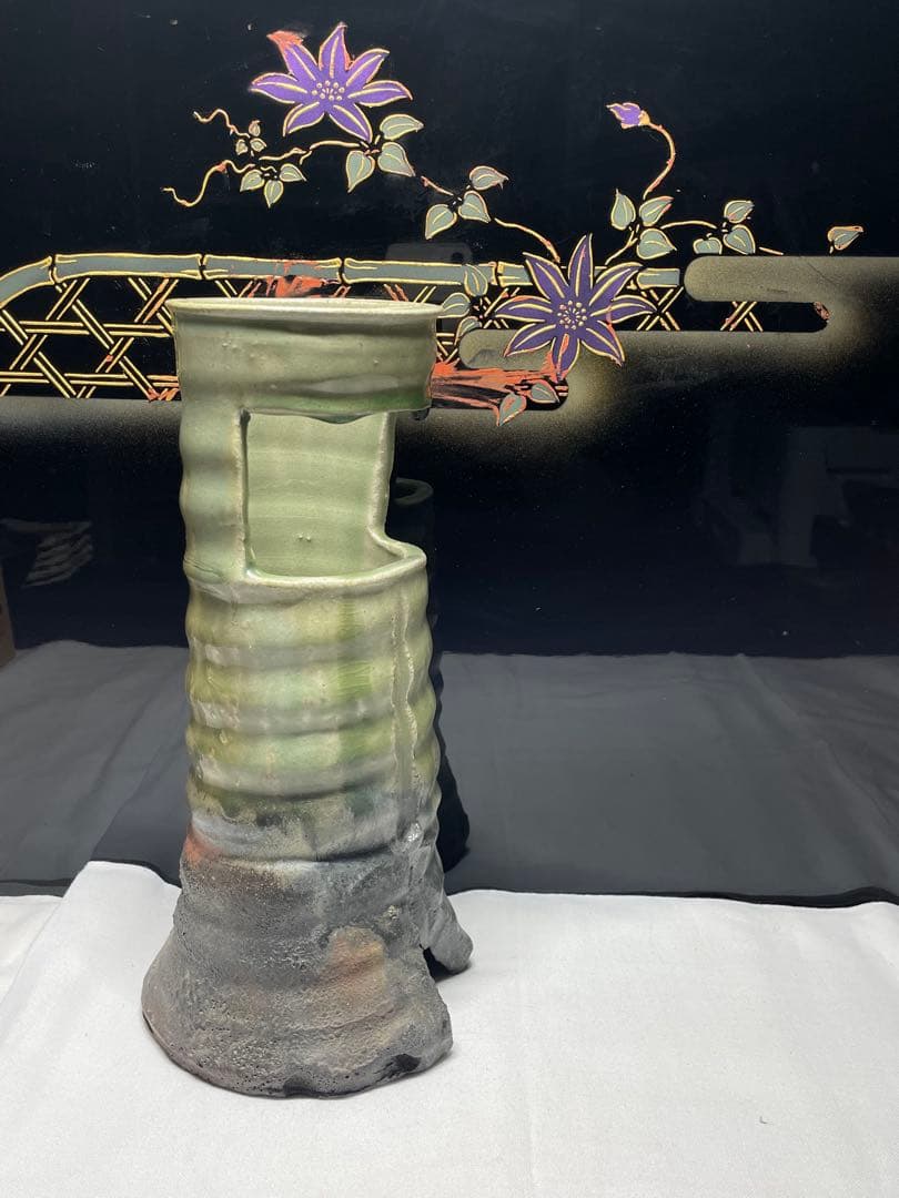 美濃焼。名作家。山田 正和。花器。超美品。舊家蔵出し。茶道具。華道具。希少品。