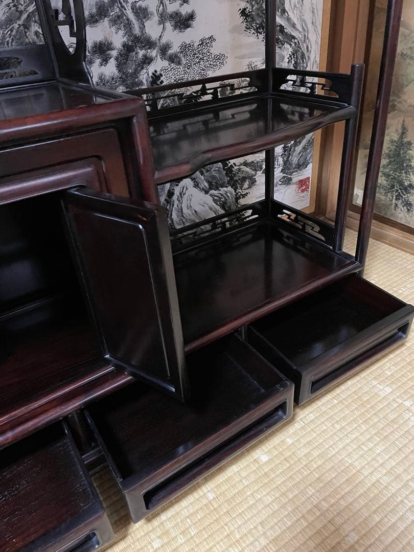 茶棚　アンティーク家具　唐木　花梨　紫檀　収納棚　中国家具　骨董品　古美術品