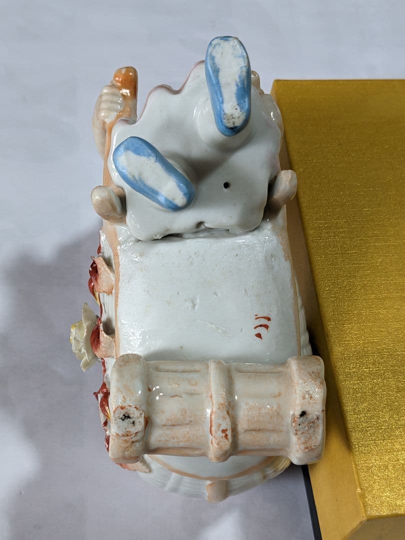 ♦明治時代 アールヌーボ 陶磁器人形 小物入れ？渋沢栄一 ポスター 骨董品