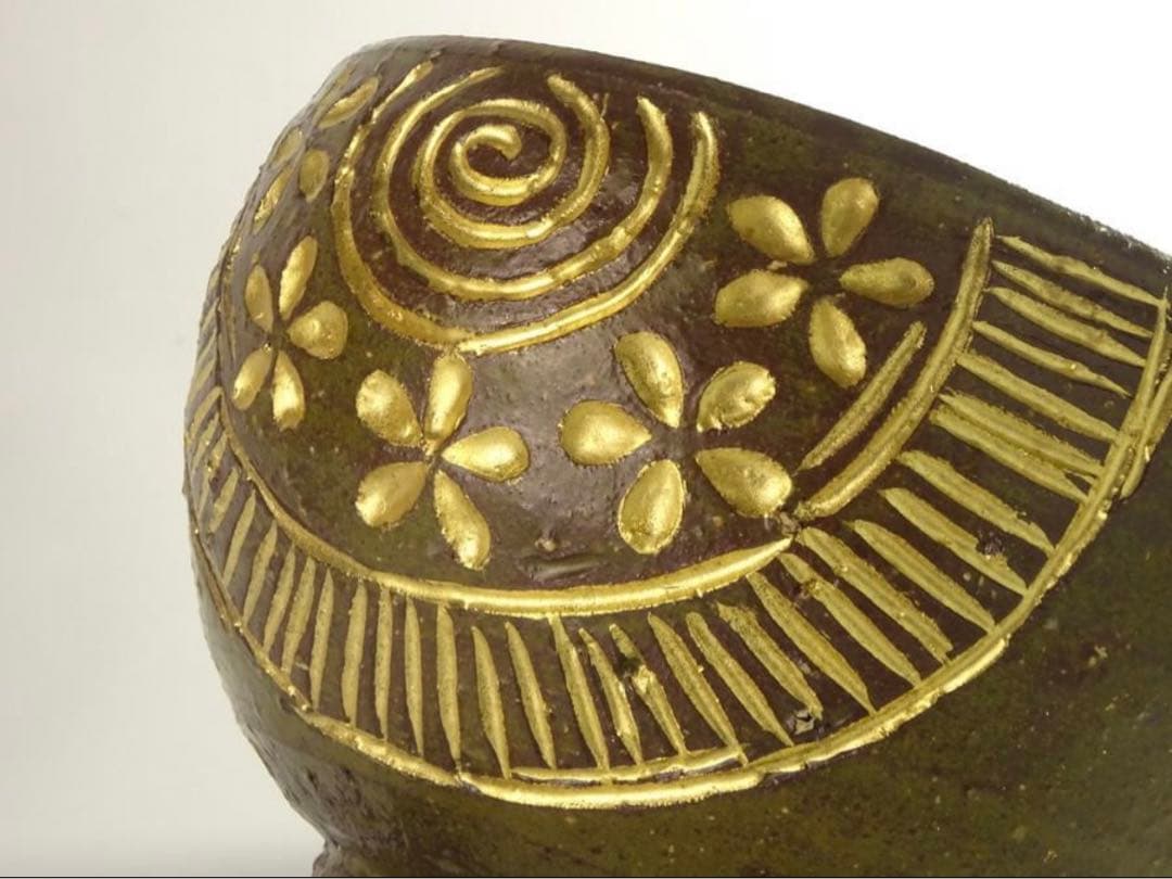 八代　吉向十三軒　秀逸作　饒釉　俵形　菓子鉢　共箱　菓子器　茶道具