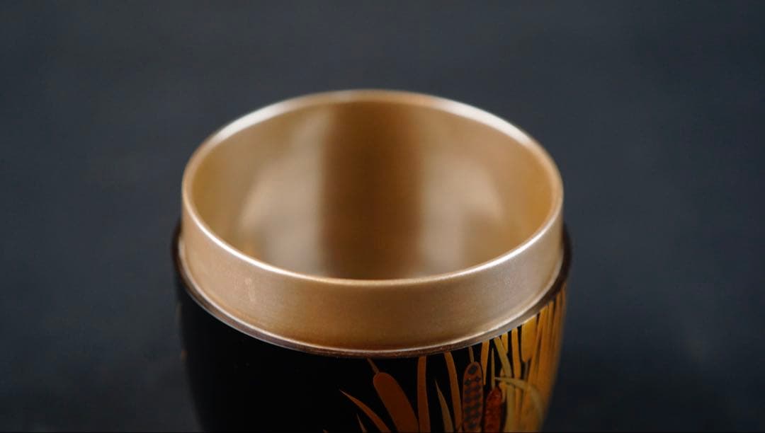 輪島塗　蜉蝣蒔絵　棗　内銀地　中嶋宗峰