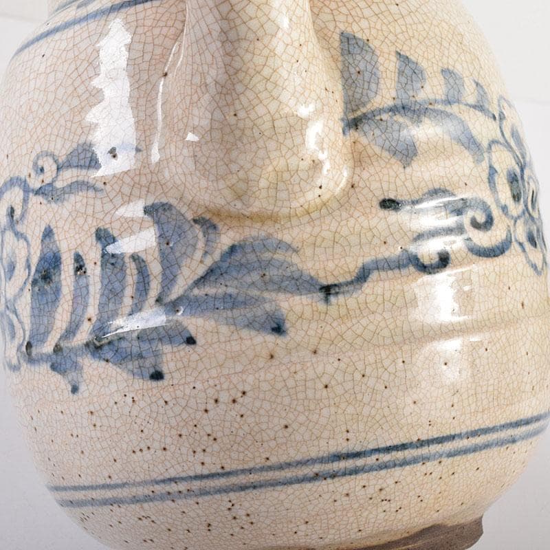 煎茶道具　益子焼　染付花文　大きめ急須　茶壷　時代箱　C　R8055C