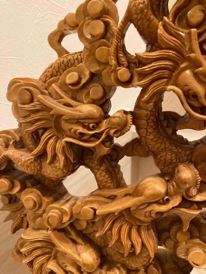 木彫り　一刀彫　9龍　一級品　骨董品