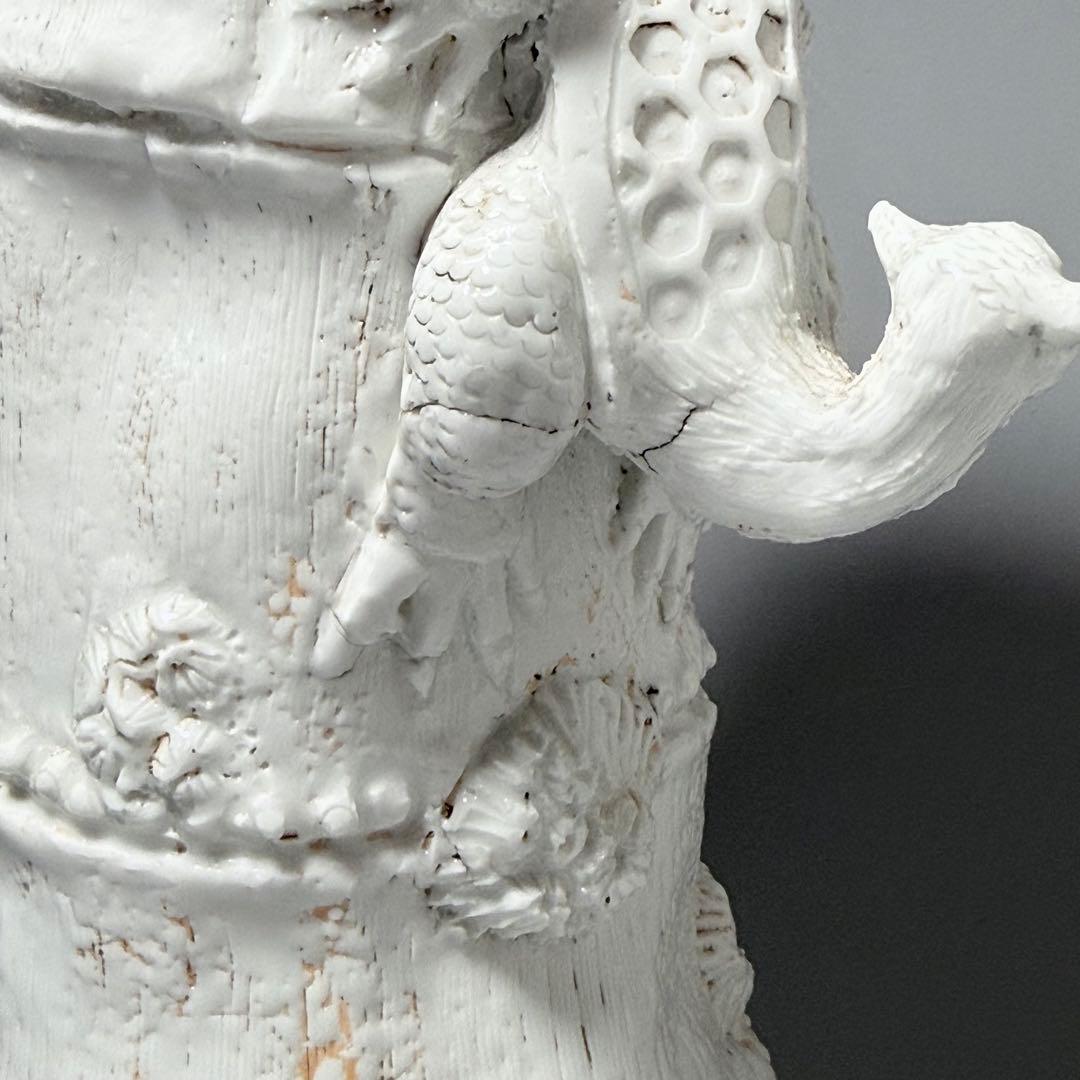 江戸後期　平戸焼　白磁玄武竹形花器　共箱　迫力の造形美　大珍品　蒐集家旧蔵