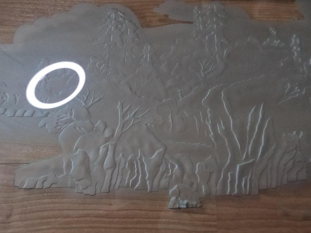 欄間　ガラス　磯の松原　羽衣