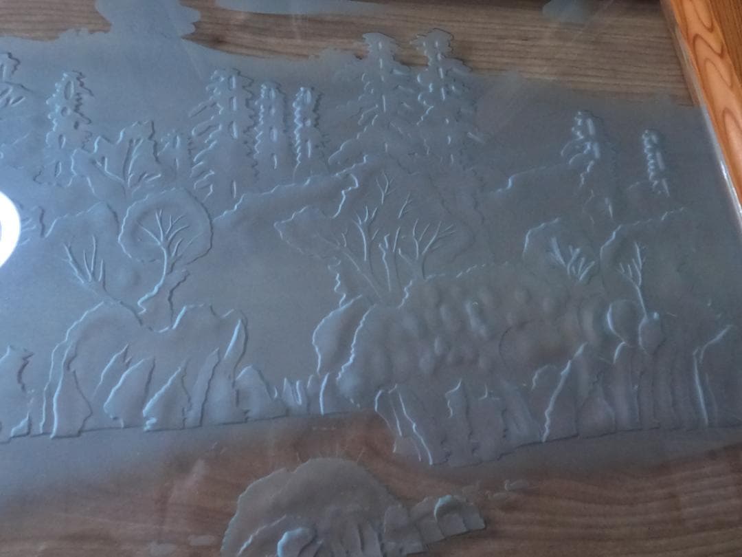 欄間　ガラス　磯の松原　羽衣