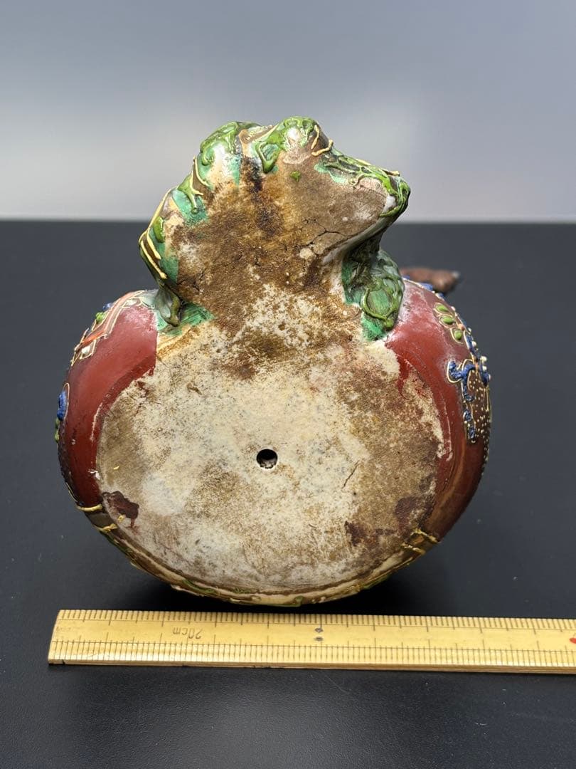 古九谷造 金襴手 金彩色絵細密絵付 布袋像 古陶磁製 薩摩焼 骨董品 古美術品