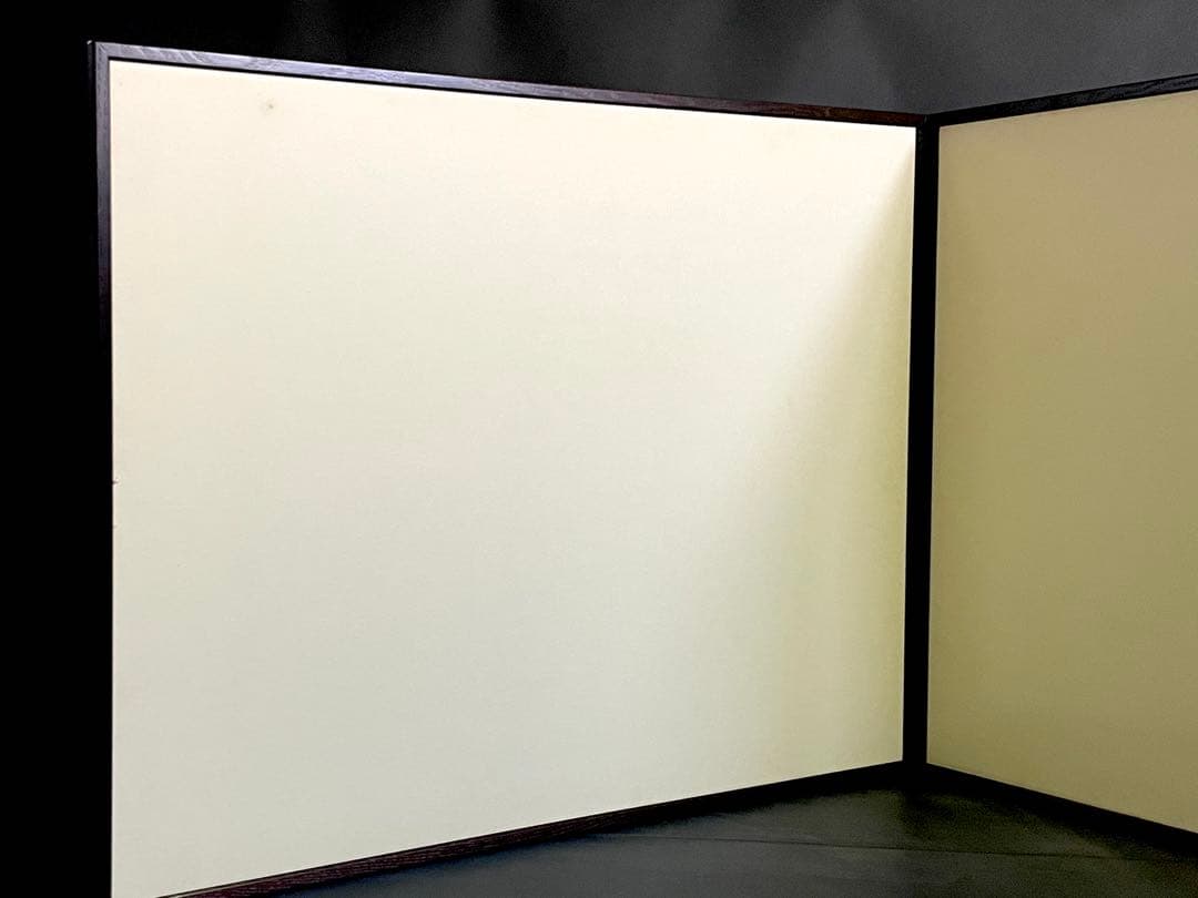 【美品】「母」 雲鵬 鳥の子 両面開き 風炉先屏風 総張 桑縁 紙箱（206④）