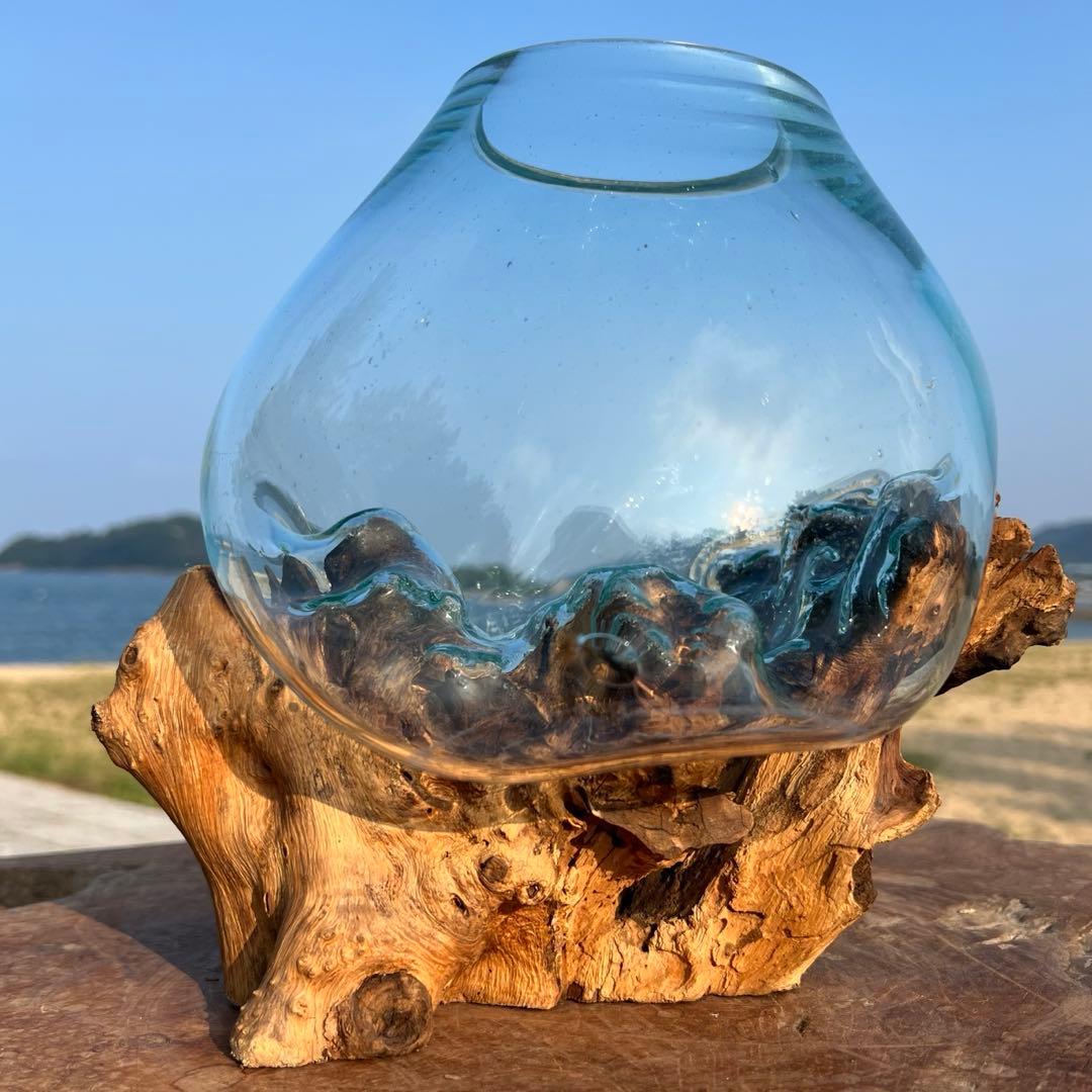 流木ガラスオブジェ特大H 花瓶 金魚鉢 テラリウム フラワーポット 水槽 アート