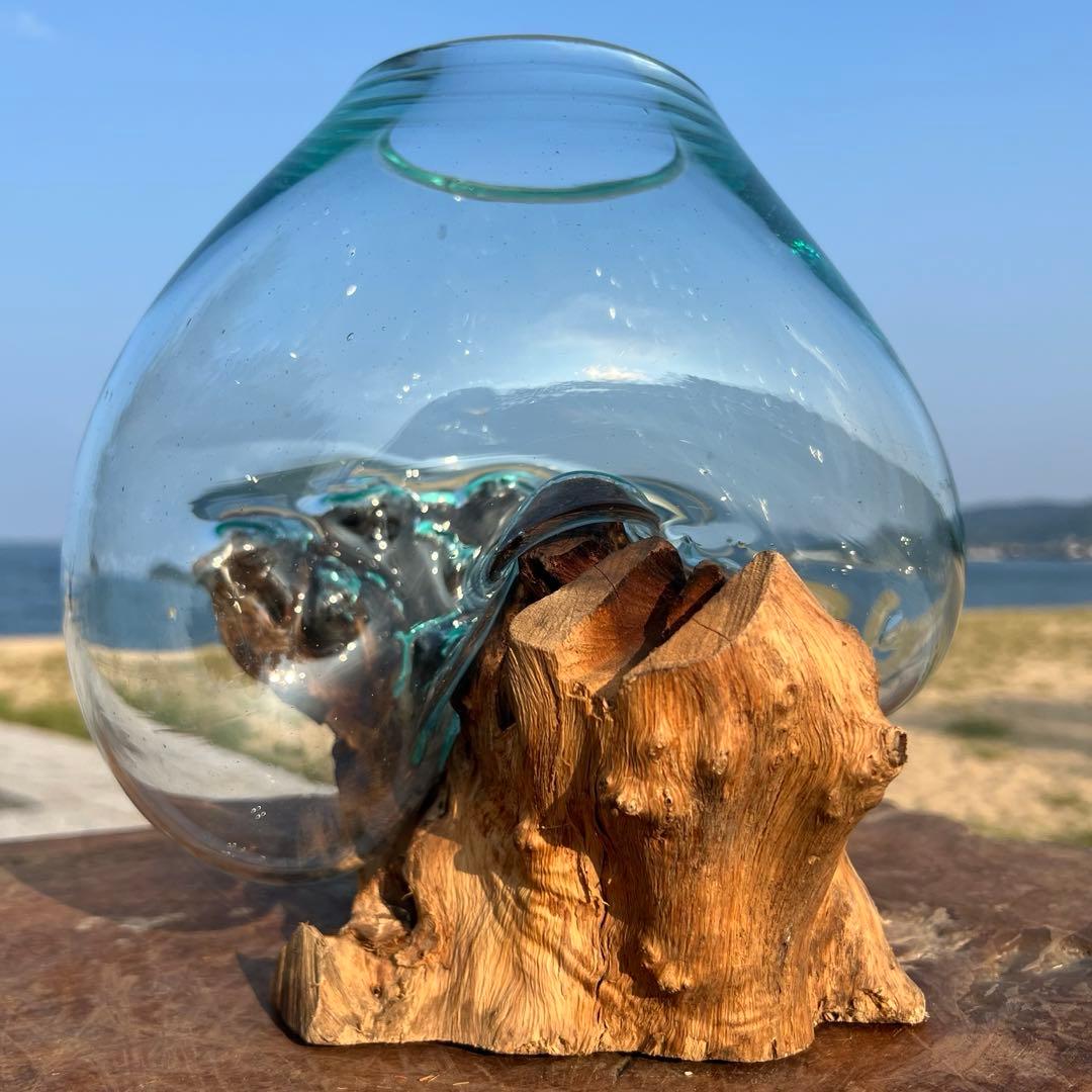 流木ガラスオブジェ特大H 花瓶 金魚鉢 テラリウム フラワーポット 水槽 アート