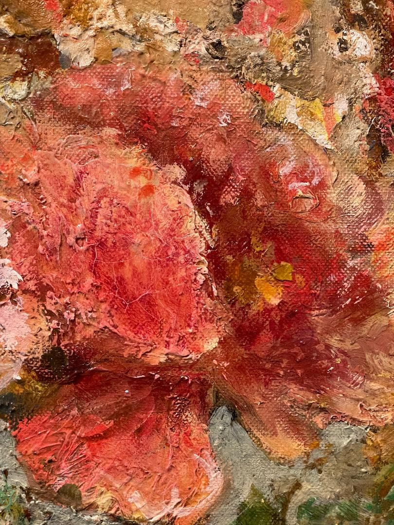 「真作」辻司「牡丹と花嫁」風景画　油彩画　額装　サイン有り　F15号