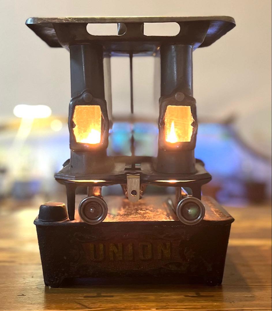 美品 アイロンストーブ ユニオン ダブル レイルロードランタン オイルランタン