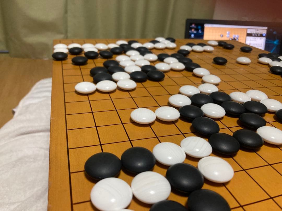 【美品】【再値下げ】　蛤碁石181個　那智黒石182個　35号　欅碁笥セット