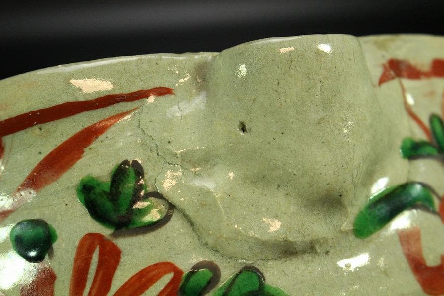 茶道具 湖東焼 呉須赤絵 方口鉢 菓子器(K-A395)