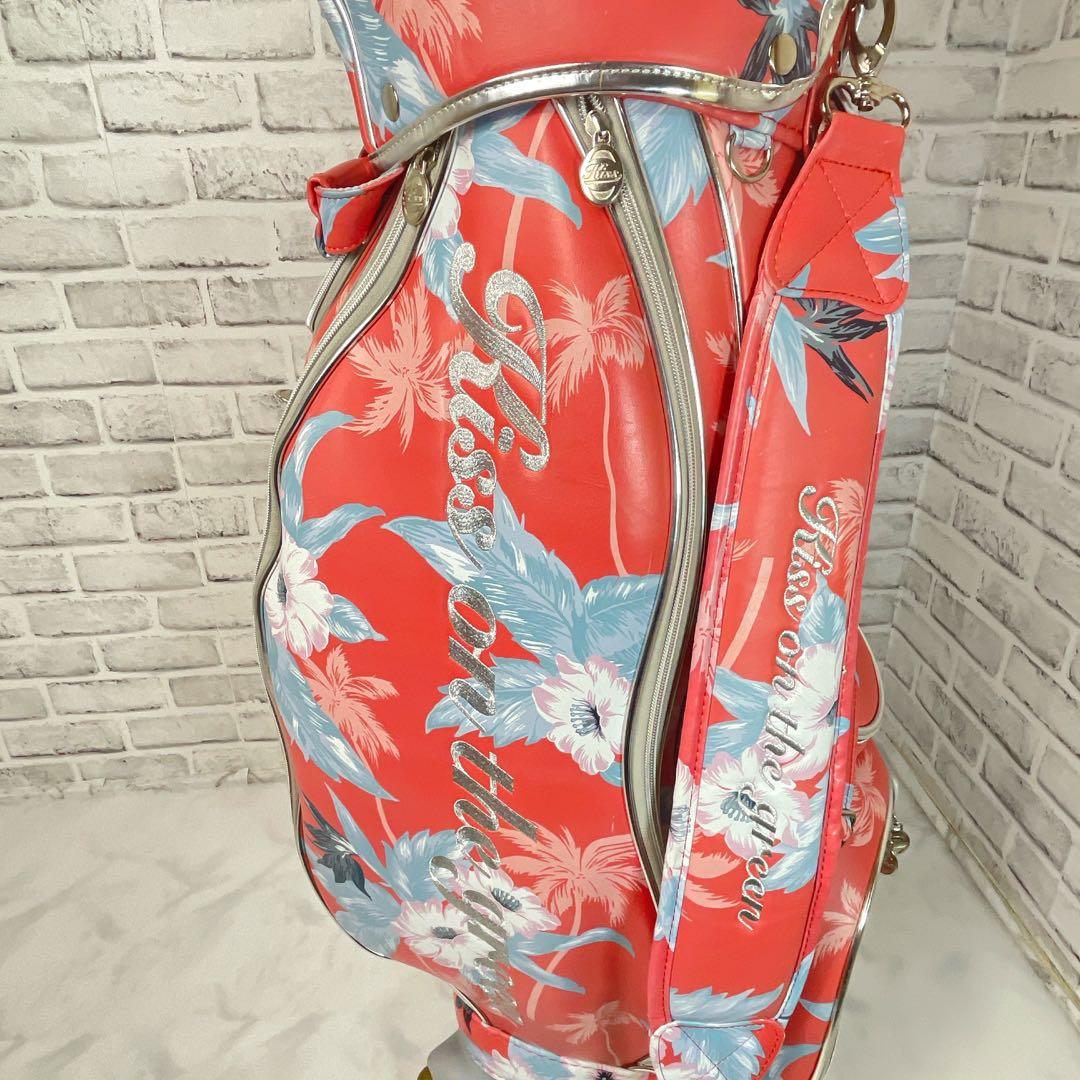 Kiss on the green キャディバッグ キャスター付き 花柄 ゴルフ