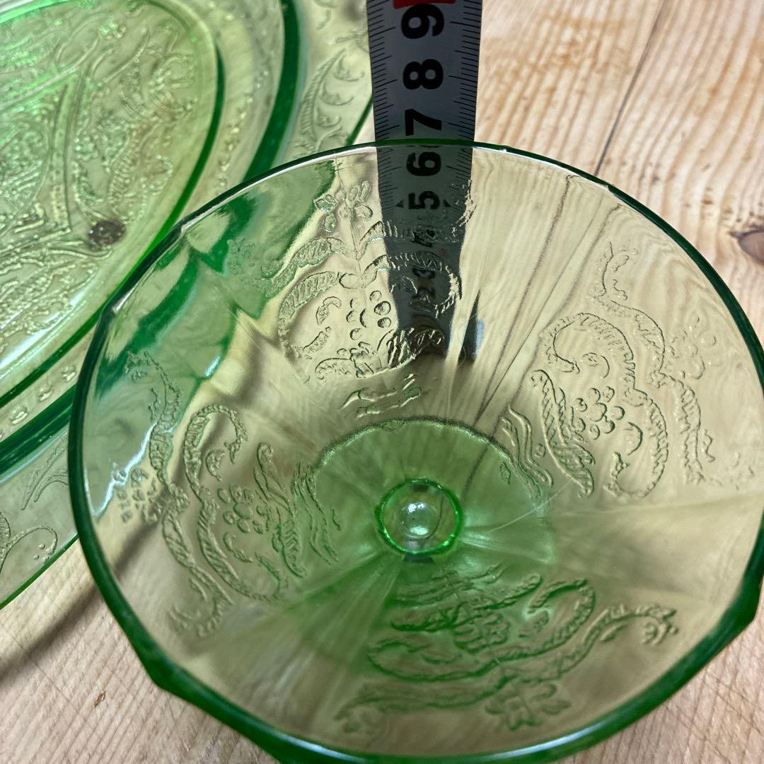 レア　ウランガラス　フェデラルマドリッド　シャーベットペア　大型オーバルトレイ