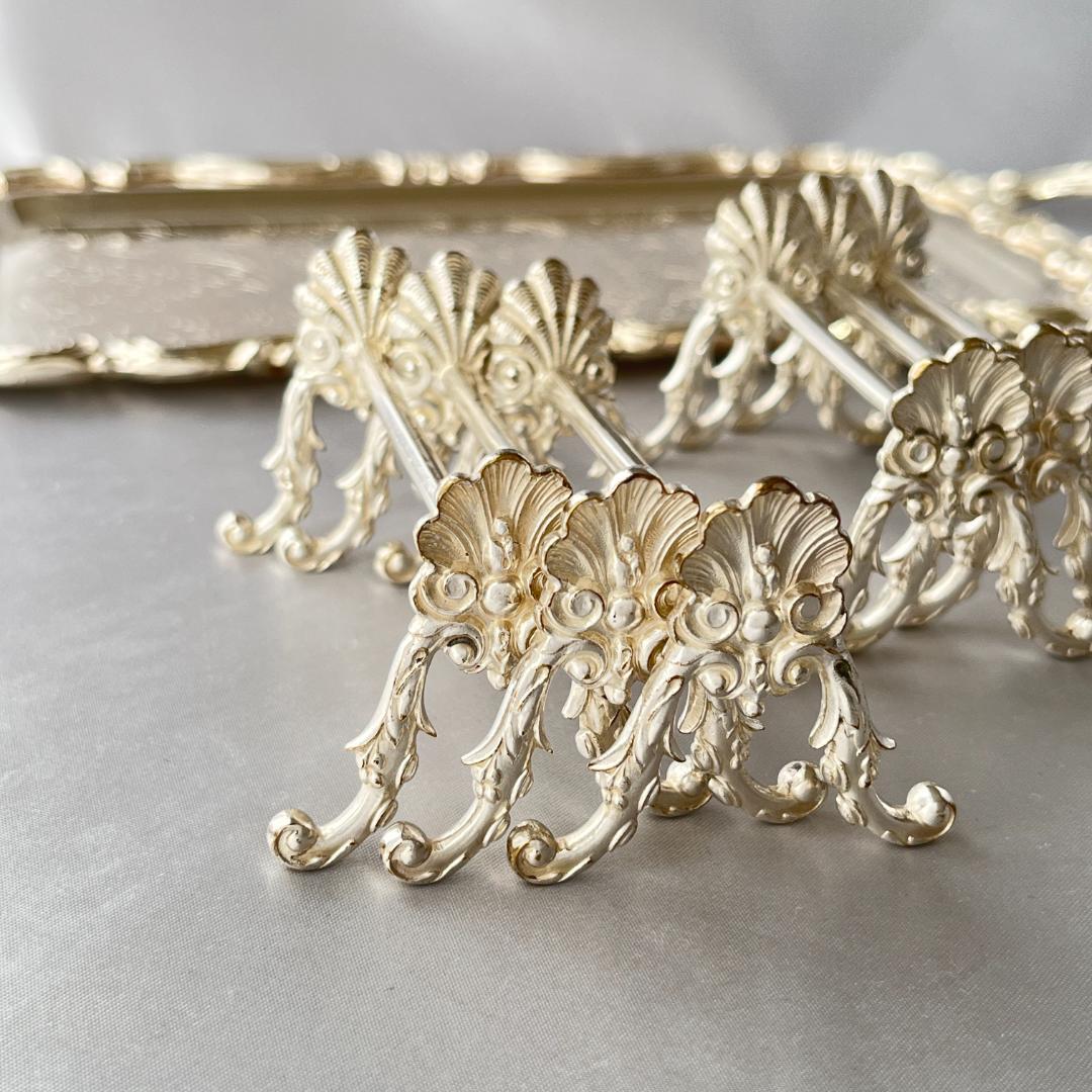 【仏蘭西】 シェルのナイフレスト / カトラリーレスト 6個【シルバープレート】