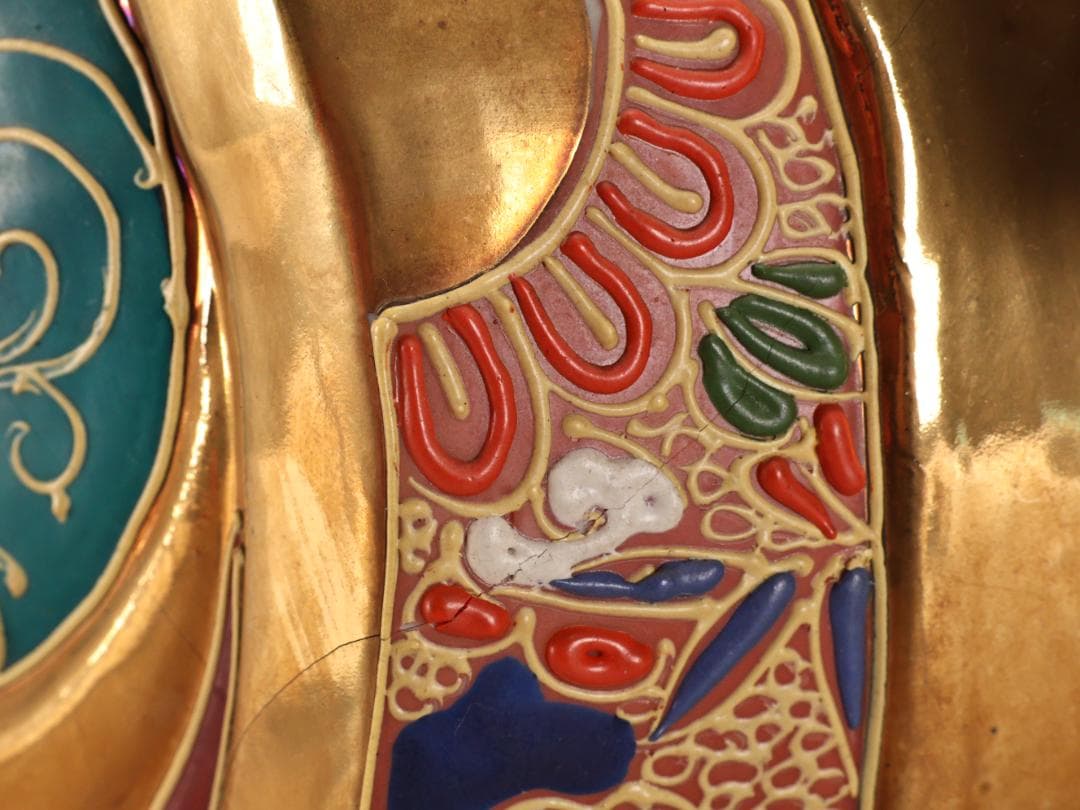 BK200　九谷焼　八幡窯　松鶴乃図　御小槌　金運　財運　開運　商売繁盛　置物