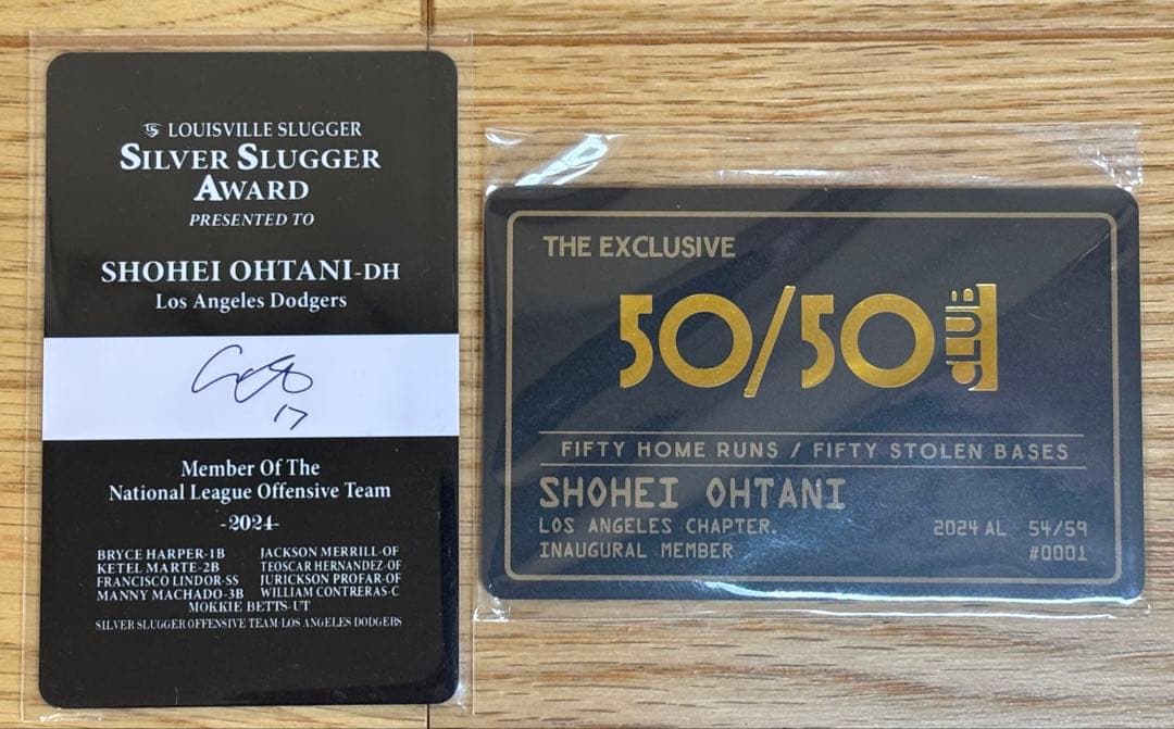 【厳選構成】大谷翔平 2024世界一リング＆トロフィー50/50会員証非売品4点