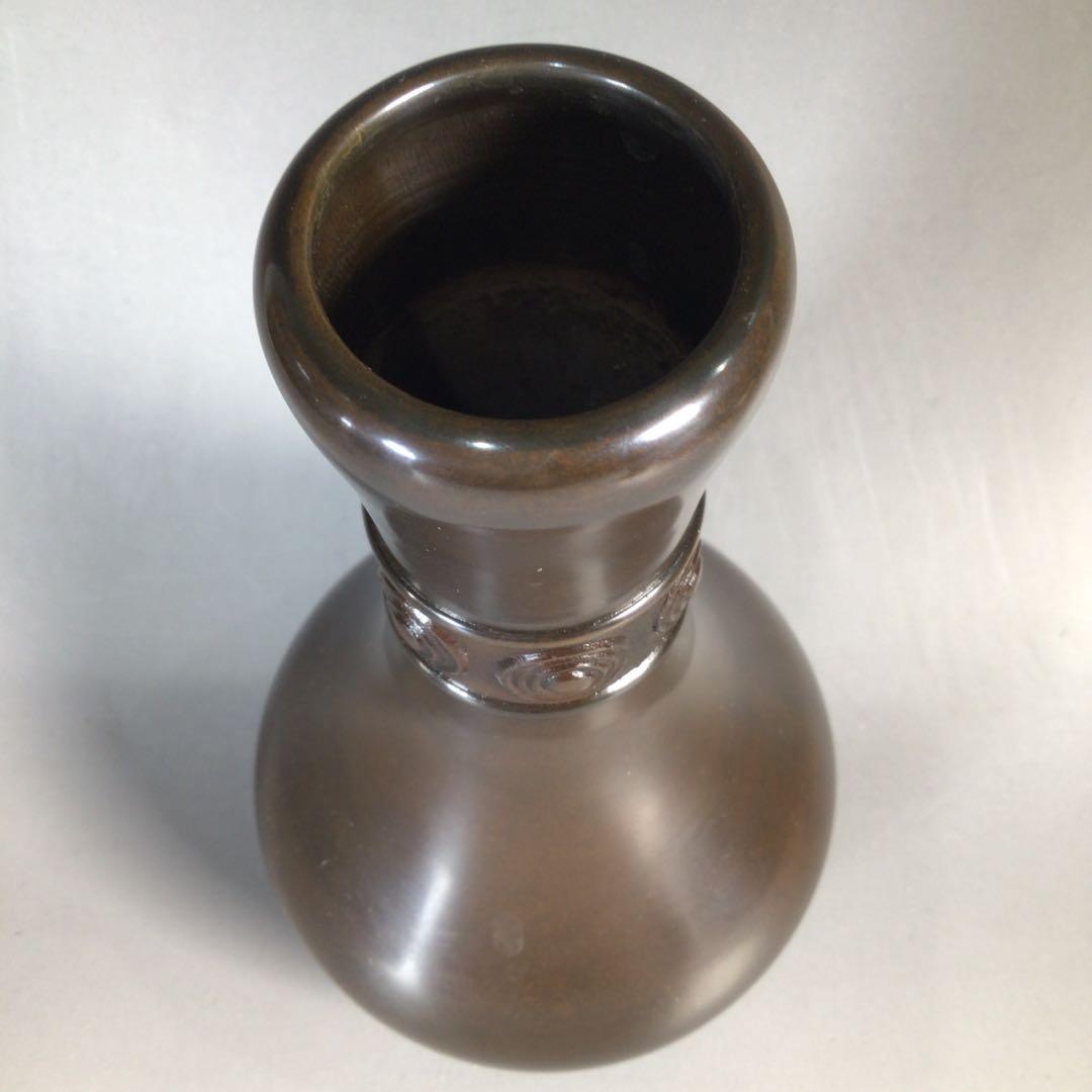 Ｎ５７１　皆具　『一ノ瀬宗辰造』『砂張銅渦巻紋』『水指　建水　蓋置　杓立』　共箱