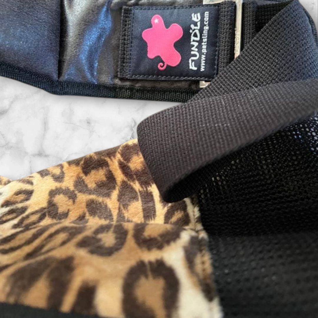 希少FUNDLE ファンドルペットスリング グレー×レオパード キャリーバッグ