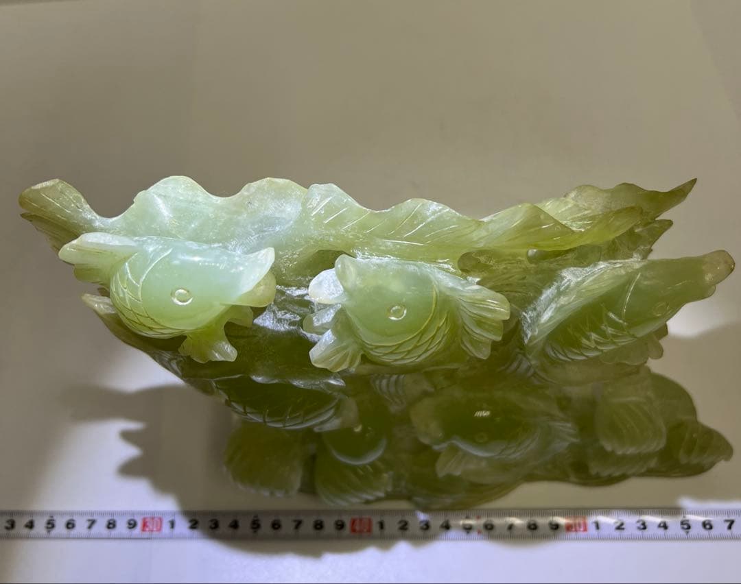 砡製　特大魚透置物　共箱　1933g/最大横幅約24㎝　東Y7-1114①