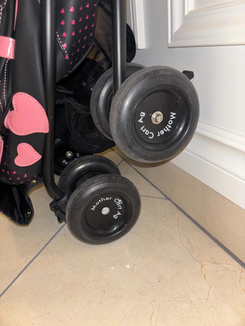 ペットカート ブラック ピンク ハート柄