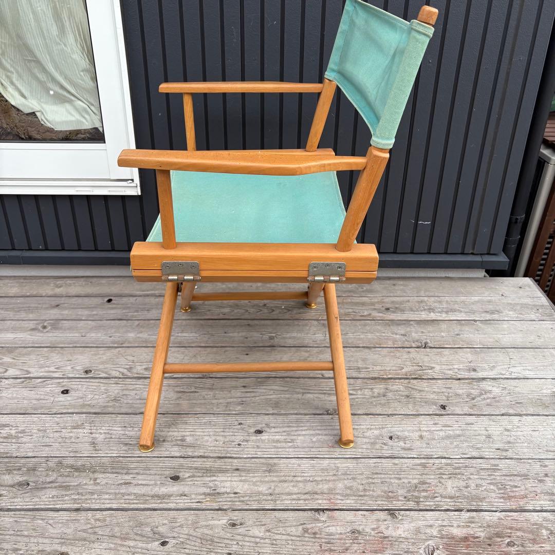 北欧レトロ 折りたたみ ディレクターズチェア 木製 キャンバス地 グリーン