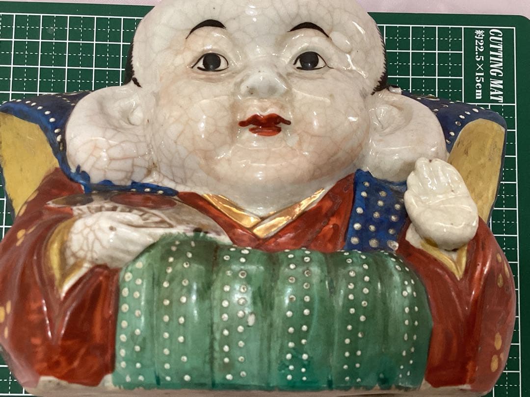 福助人形　磁器製　大正〜昭和初期頃　縁起物　金運招福　骨董　アンティーク
