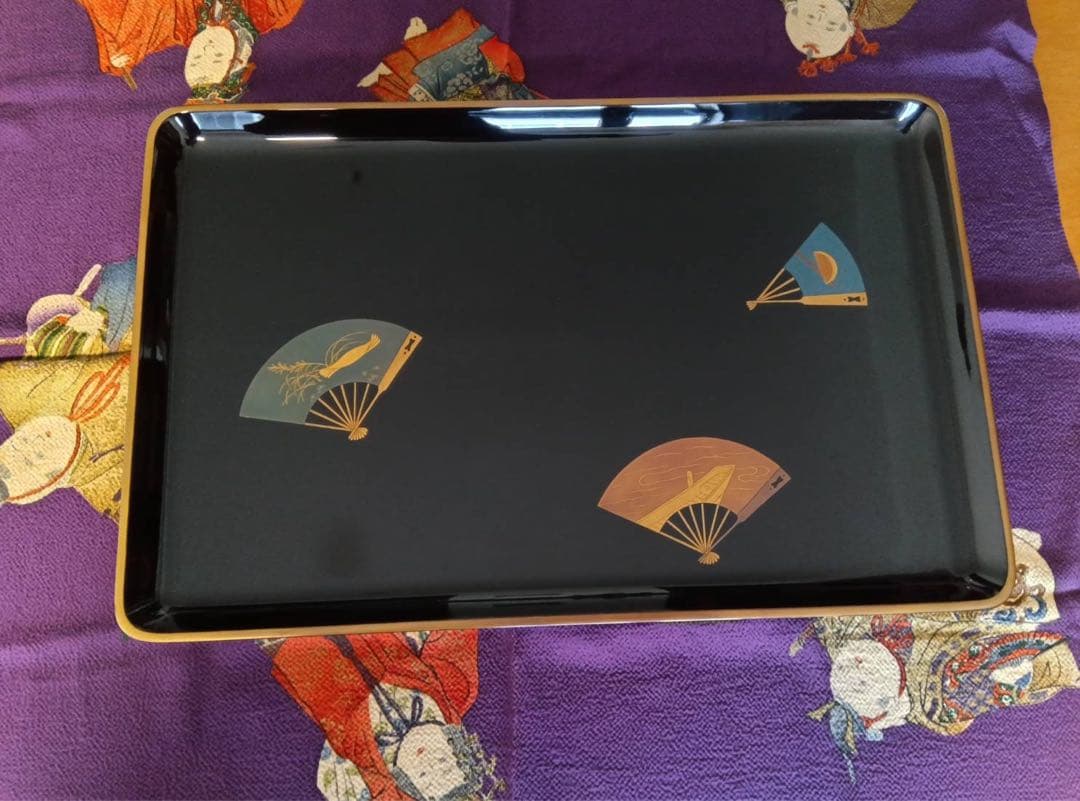 輪島塗　高級　漆器　扇面 ●屠蘇器　セット ●源氏香蒔絵　雪斉型お盆